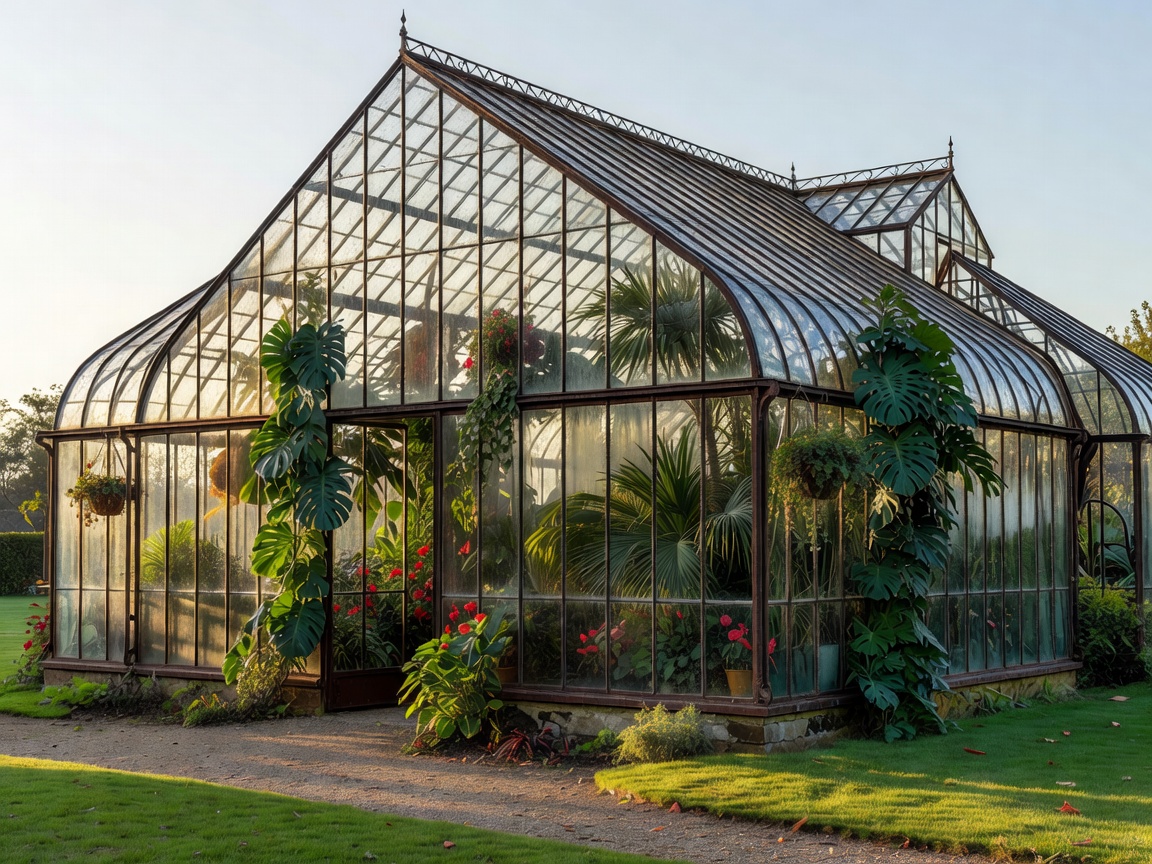 Large all-glass traditional greenhouse
