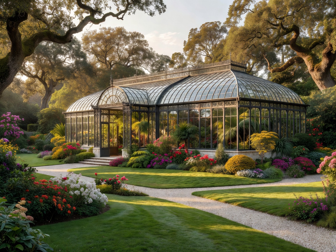 Large estate garden featuring a spacious glasshouse