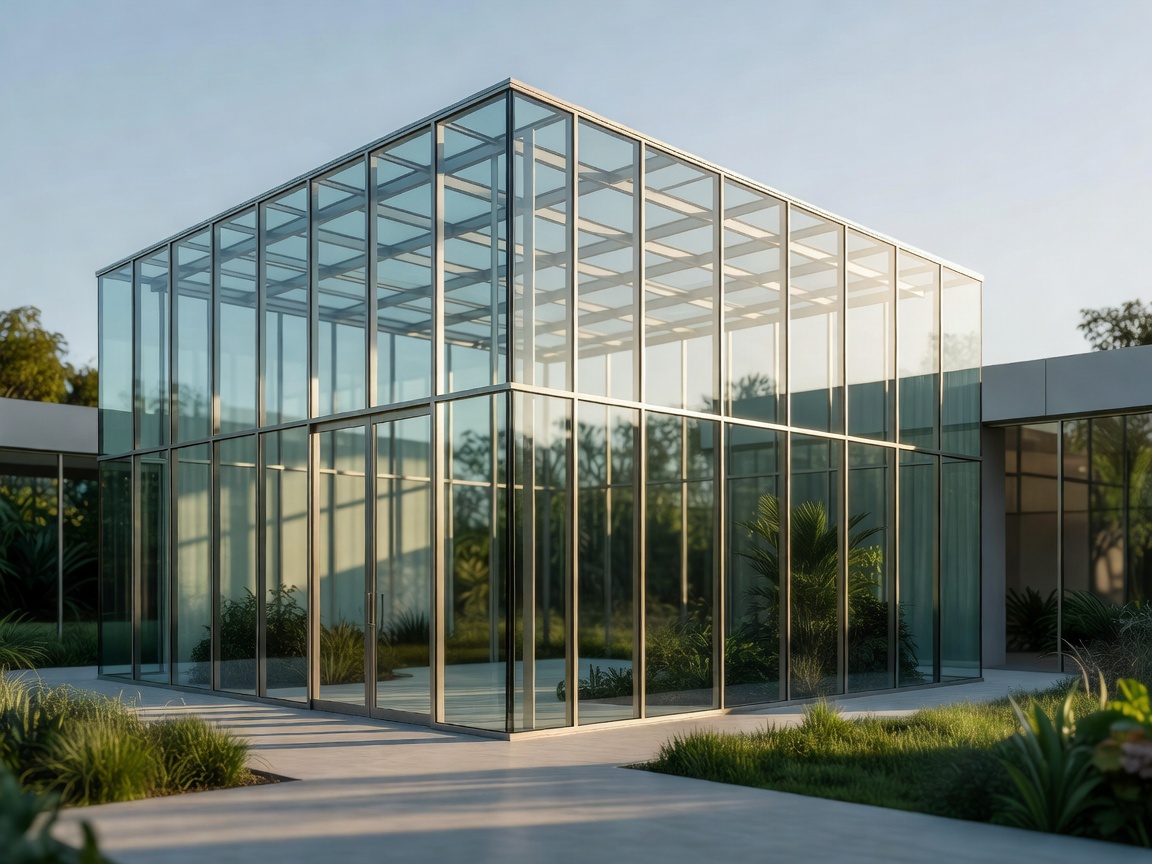 Sleek modern glasshouse architecture